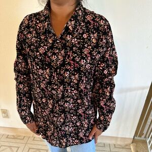 Denim&co women’s floral button up long sleeve shirt size large